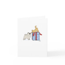 Keeshond Puppy & Kitten Christmas card