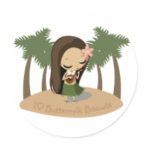 Keilana the Hula Girl Round Sticker
