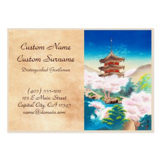 Keisui Pagoda in Spring japanese oriental scenery Business Card Template