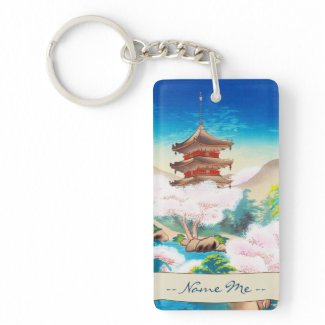 Keisui Pagoda in Spring japanese oriental scenery Rectangular Acrylic Keychain