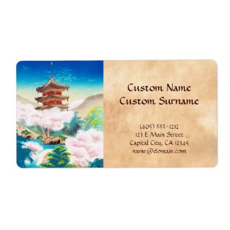 Keisui Pagoda in Spring japanese oriental scenery Custom Shipping Label