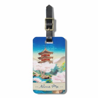 Keisui Pagoda in Spring japanese oriental scenery Bag Tags