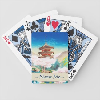 Keisui Pagoda in Spring japanese oriental scenery Poker Deck