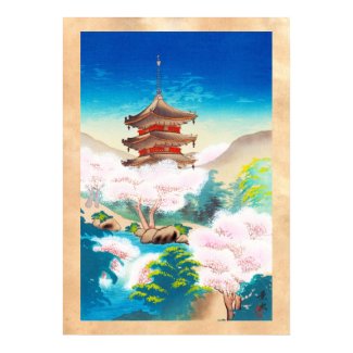 Keisui Pagoda in Spring japanese oriental scenery Poster