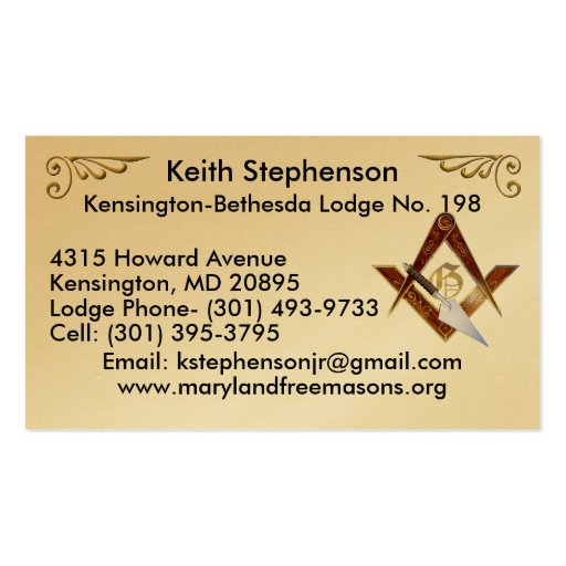Keith Stephenson Business Card (front side)