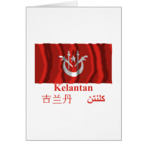Kelantan waving flag with name greeting card