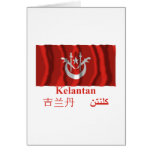 Kelantan waving flag with name greeting card