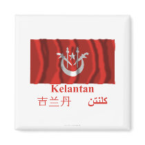 Kelantan waving flag with name magnets