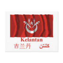 Kelantan waving flag with name post cards