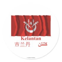 Kelantan waving flag with name stickers