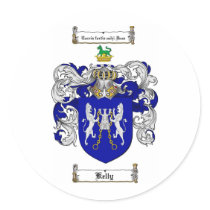 KELLY FAMILY CREST -  KELLY COAT OF ARMS ROUND STICKERS