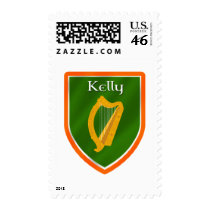 Kelly family crest kelly family name postage stamp