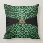 Kelly Green Celtic Monogrammed Leopard Pillow