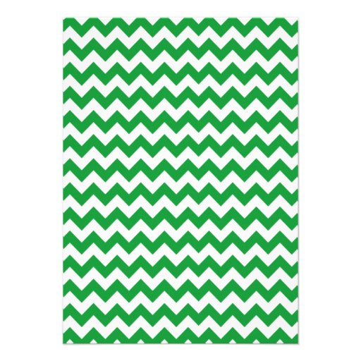 Kelly Green Chevron Stripes Invitations