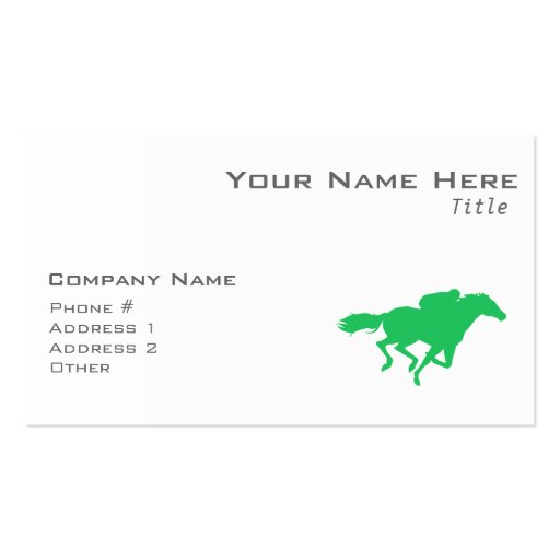 Kelly Green Horse Racing Business Card Template (front side)