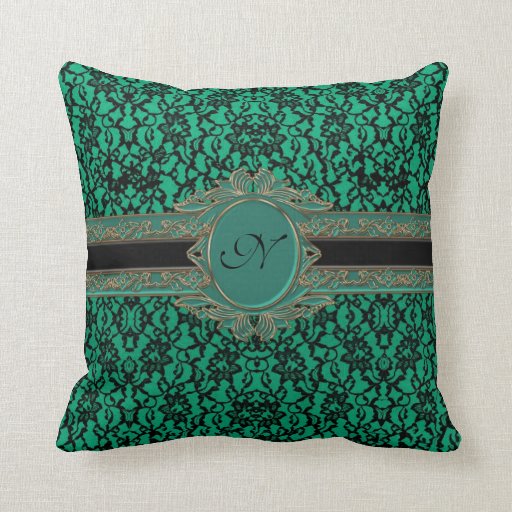 Kelly Green Irish Lace Custom Monogram Throw Pillows Zazzle