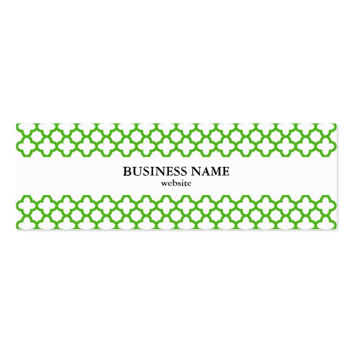 Kelly Green Quatrefoil Pattern Business Card (back side)