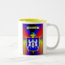 KELLY IRISH FAMILY HERALDIC SHIELD AND CREST mugs