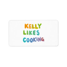 Kelly likes cooking fun colorful unique word art custom address labels