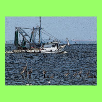 Kemah Fishing Boat poster posters