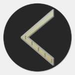 Kenaz Rune gold Round Stickers
