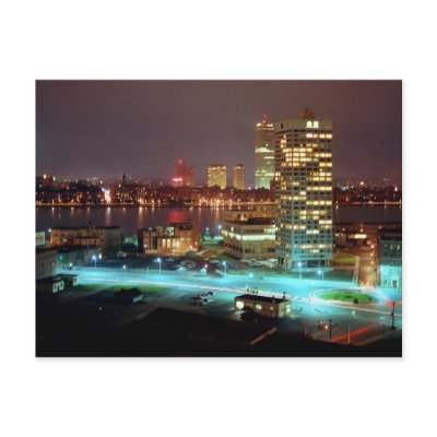 Kendall Square and Boston Skyline, 1967 Post Card by cunningba
