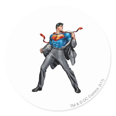 Kent changes into Superman stickers