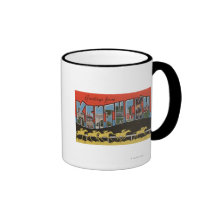 Kentucky (Horse Race Scene) - Large Letter Scene Coffee Mug