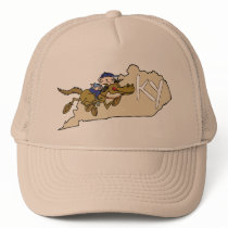 Kentucky KY State Map & Kentucky Derby Race Horse Mesh Hats