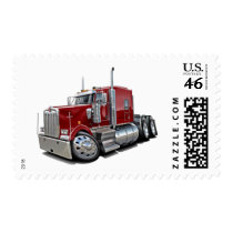 Kenworth w900 Maroon Truck Postage Stamp