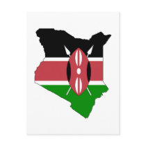 Kenya flag map postcards