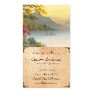Kenyu T Boat on Lake in Autumn japanese watercolor Business Cards