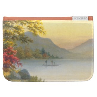 Kenyu T Boat on Lake in Autumn japanese watercolor Kindle Covers