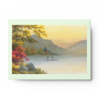 Kenyu T Boat on Lake in Autumn japanese watercolor Envelopes