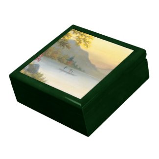 Kenyu T Boat on Lake in Autumn japanese watercolor Gift Boxes