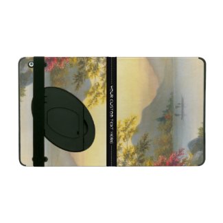 Kenyu T Boat on Lake in Autumn japanese watercolor iPad Folio Case