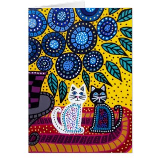 Kerri Ambrosino Art Card Cats Flowers Friends