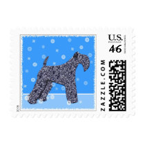 Kerry Blue Terrier with Snowflakes postage