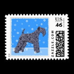 Kerry Blue Terrier with Snowflakes stamps