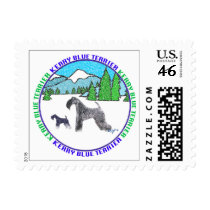 "Kerry Blue Terriers" Postage Stamp by Aquavel "Kerry Blue Terriers" Postage Stamp