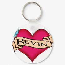 Kevin - Custom Heart Tattoo T-shirts & Gifts keychains