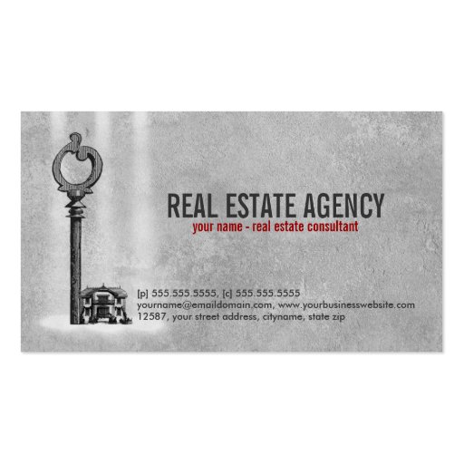 Key and House - Real Estate Business Card (front side)