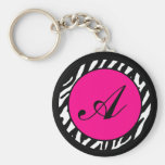 Key Chain Monogram Hot Pink Zebra Animal Print keychains