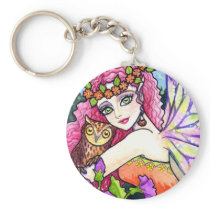 Key Chain Owl Flower Fairy Fantasy by Ann Howard