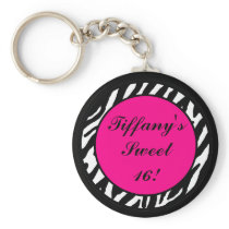 Key Chain Personalized Hot Pink Zebra Animal Print