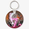 Key chain Teddy Bear Pink Santa Hat & pink ribbon keychains