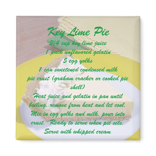 Key Lime Pie Recipe magnet