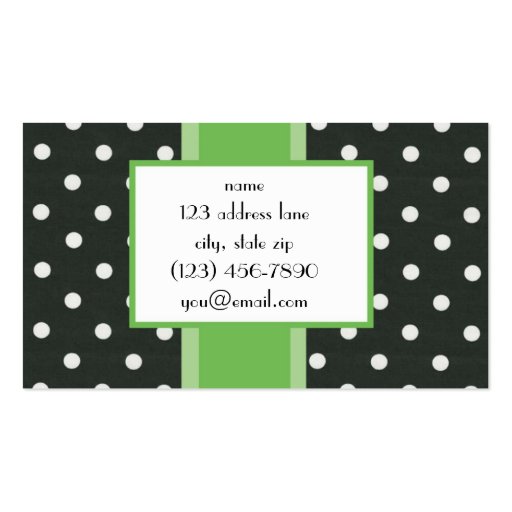 Key Lime Polka Dot Business Card Templates (back side)