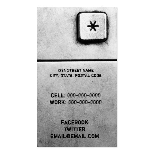 key pad business card (back side)
