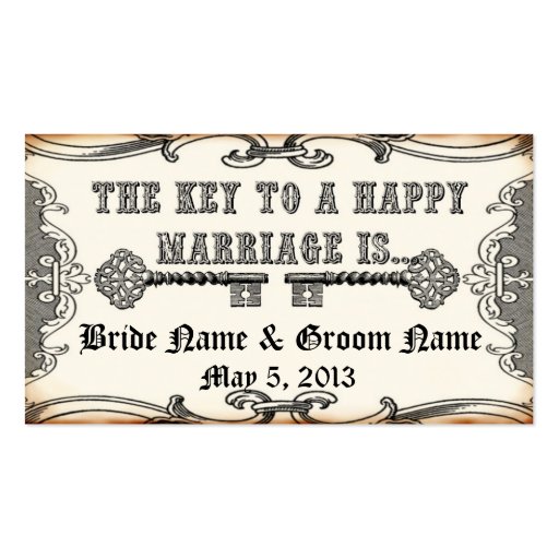 Key to Marriage Save the Date Advice Business Card (front side)